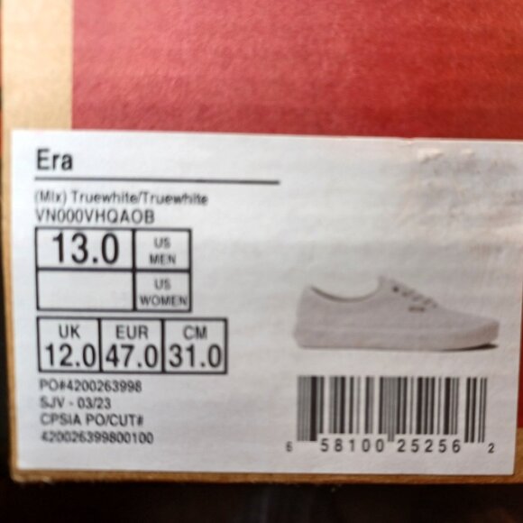 Vans Men's 13 Era Mix True White /True White Classic Canvas VN000VHQAOB - Picture 11 of 12